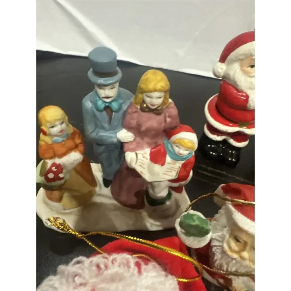 Vintage Christmas Ornament Lot Santa Glass Felt Ceramic Handmade 13 Pieces